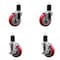 Service Caster 4'' Red Poly Wheel Swivel 1-3/4'' Expanding Stem Caster Set 2 Brakes, 4PK SCC-EX20S414-PPUB-RED-2-TLB-2-134 - alternate 1